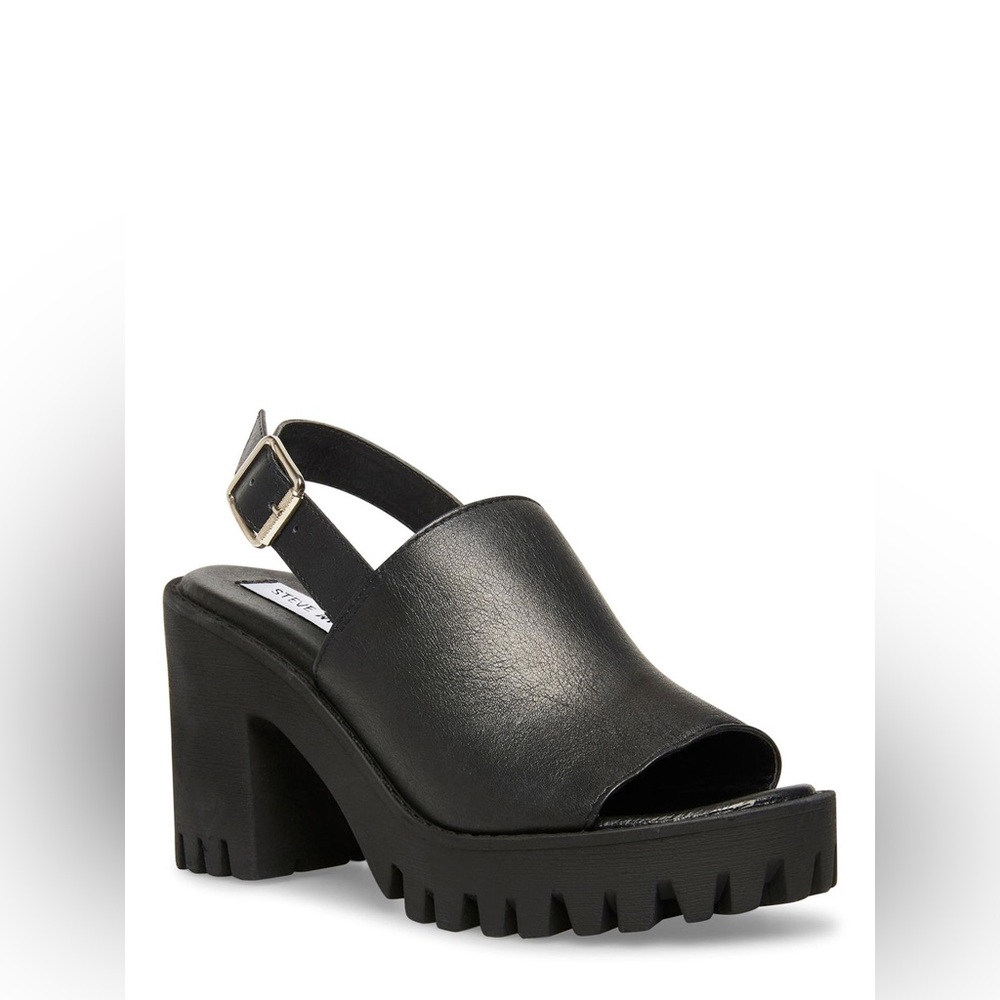 NWOT Steve Madden Sunnyside Black Open Toe Platform Sandals